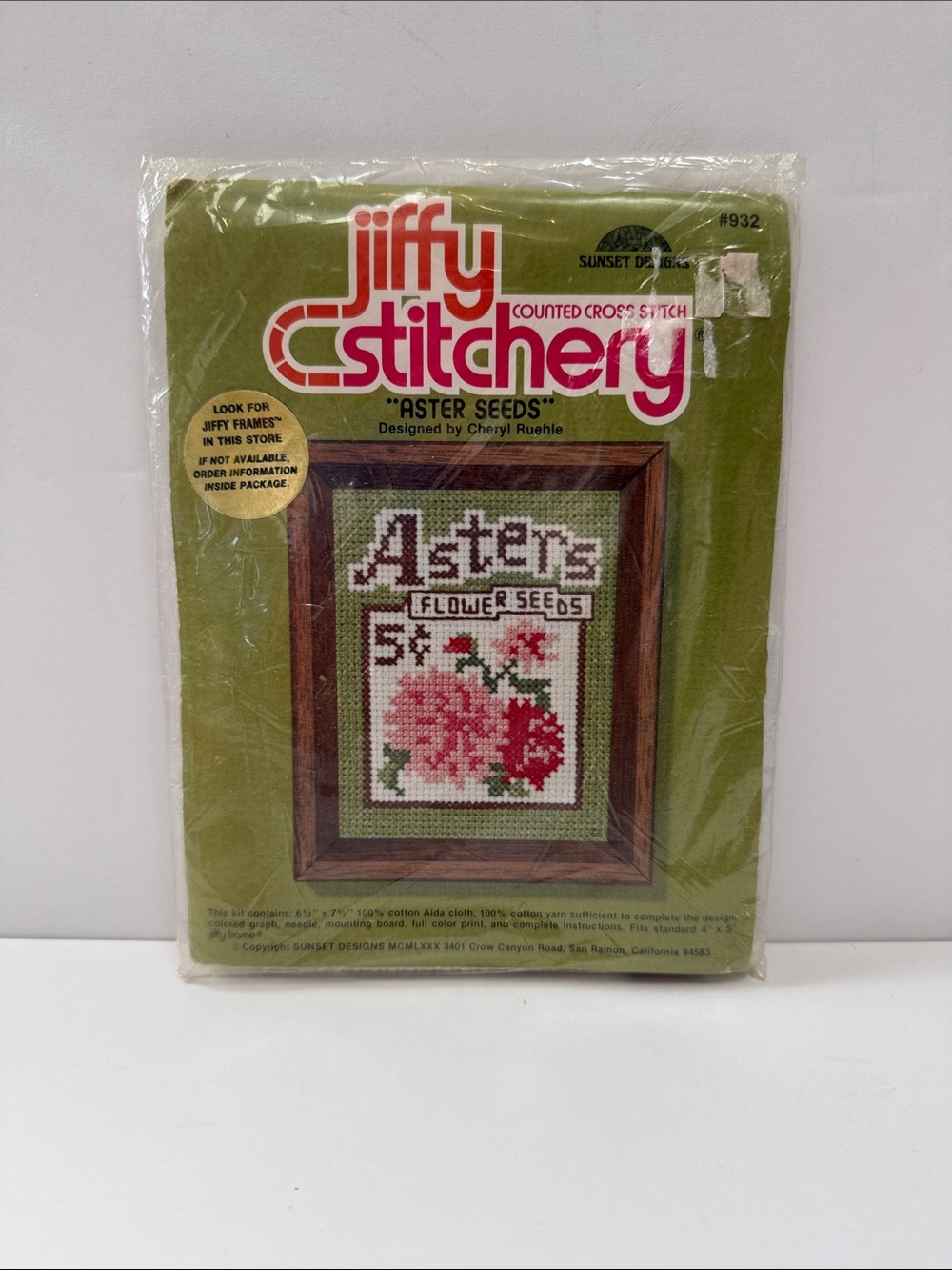 Jiffy stitchery Asters cross stitch kit 💯 cotton